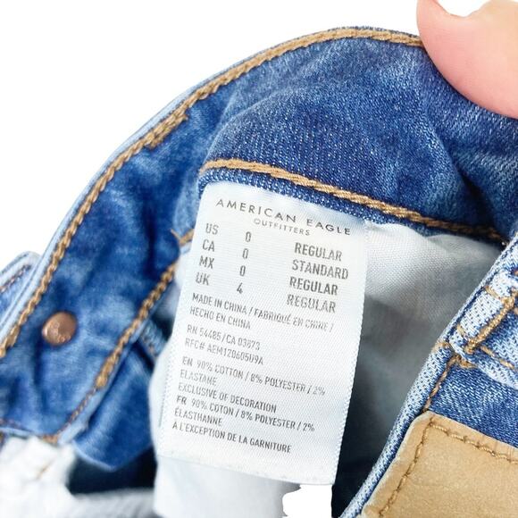 American Eagle Super High Rise Distressed Jegging Skinny Jeans Sz 0 - Picture 7 of 9